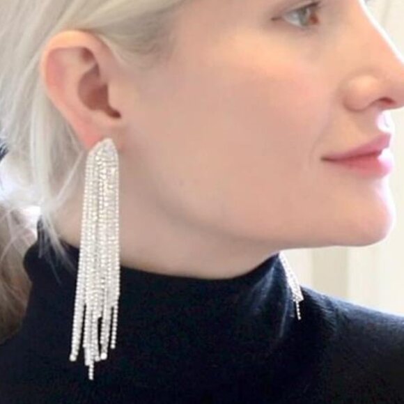 Chic Simulated Diamond Dangle Earrings - Hypoallergenic - Picture 5 of 7